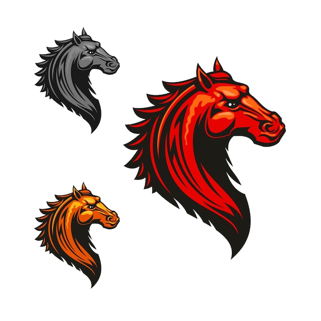 Premium Vector Angry Mad Horse Clipart In Fiery Red Orange And Grey