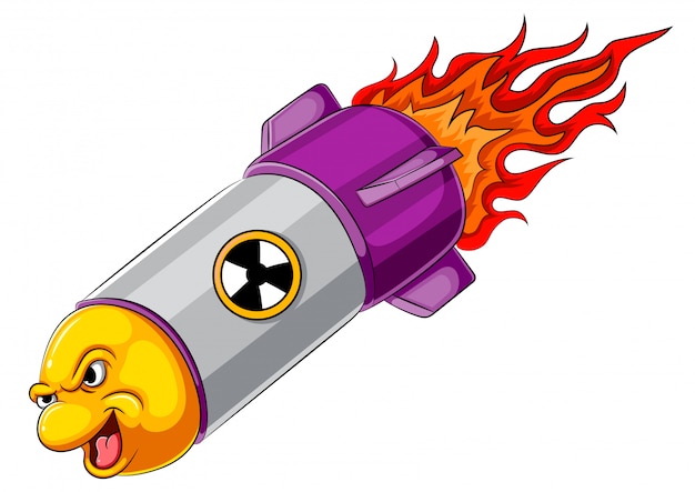 怒っているミサイルの漫画のキャラクター プレミアムベクター