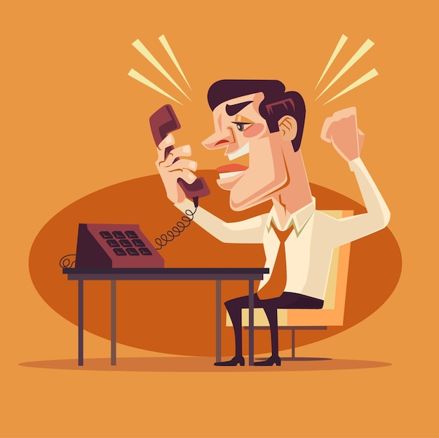 Premium Vector Angry Office Worker Character Shouting On Phone