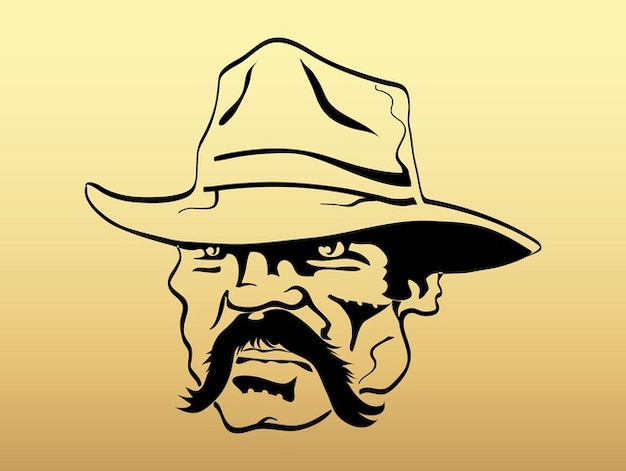 Angry Old cowboy face vector
