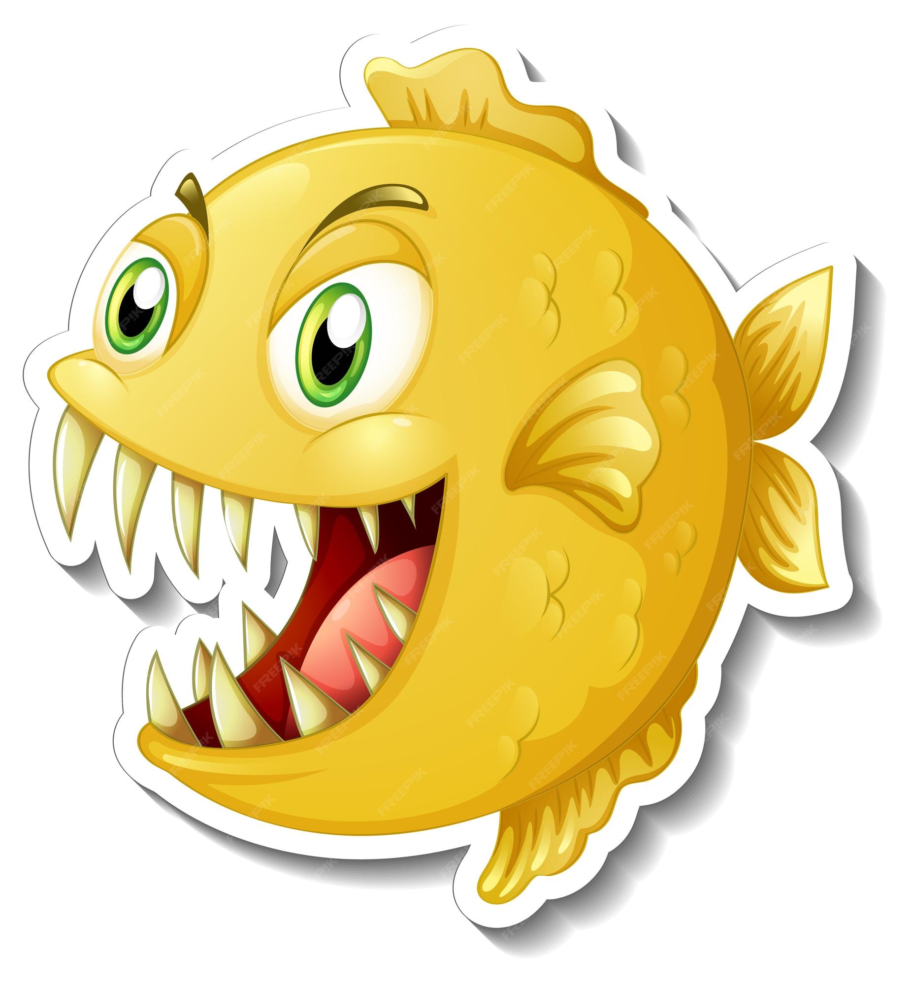 Free Vector | Angry piranha fish cartoon sticker