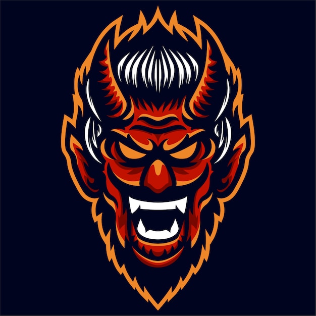 Premium Vector | Angry red head devil logo template