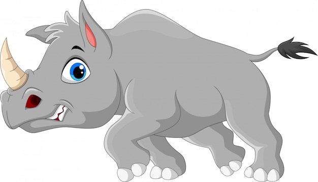 Premium Vector | Angry rhino cartoon