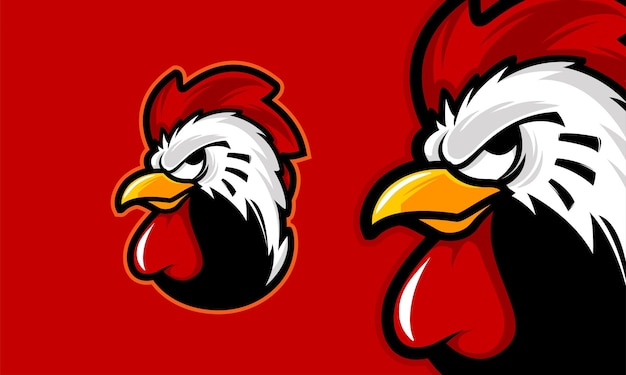 Premium Vector Angry Rooster Head Premium Logo Mascot Vector Illustration