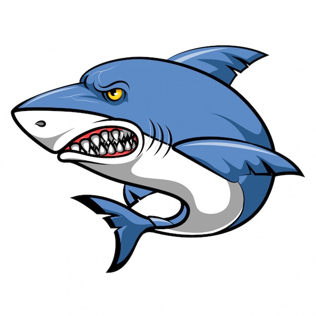 Download Angry shark cartoon Vector | Premium Download