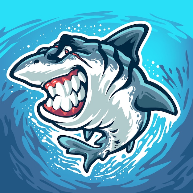Download Angry shark with scar on his face isolated | Premium Vector