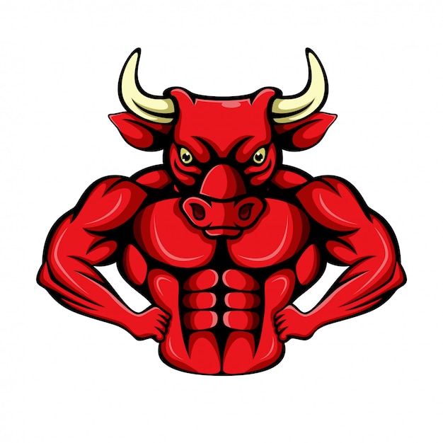 Premium Vector | Angry strong bull with muscular body