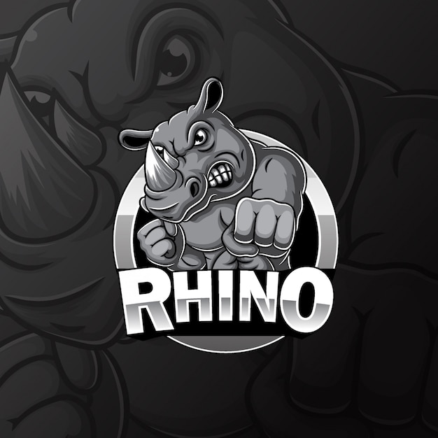 Premium Vector Angry Strong Rhino Mascot E Sport Logo Design