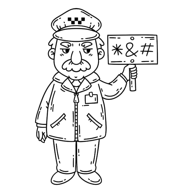 Angry Taxi Driver Coloring Pages Premium Vector