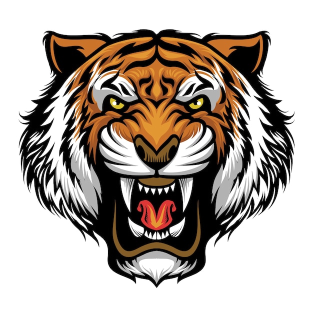 Premium Vector | Angry tiger head mascot isolated on white