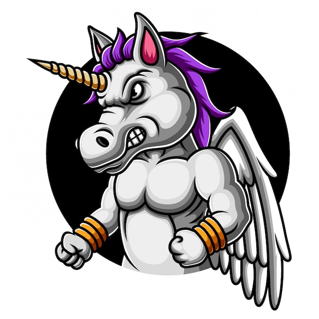 Download Premium Vector | Angry unicorn mascot logo design