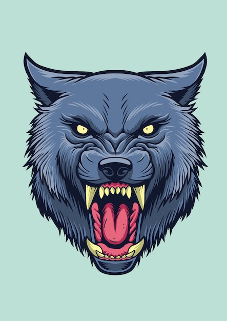 Angry wolf head illustration | Premium Vector