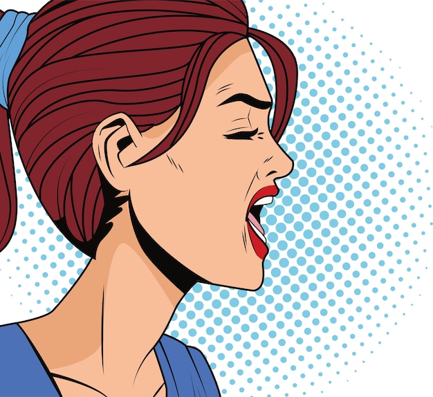 Download Premium Vector | Angry woman profile pop art style character