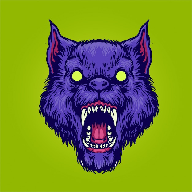 Premium Vector | Angry zombie wolf