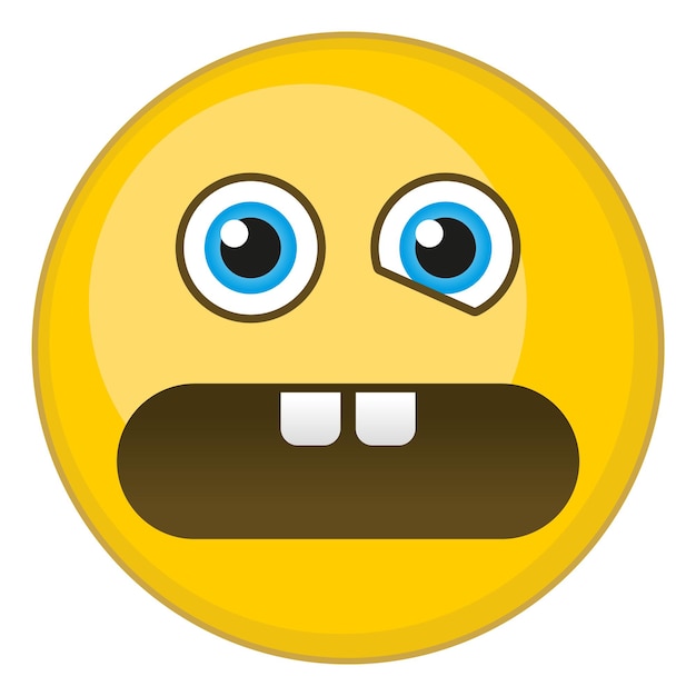 Premium Vector | Anguished face emoji. yellow round emoticon with shock ...