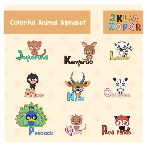 Download Animal alphabet design | Free Vector