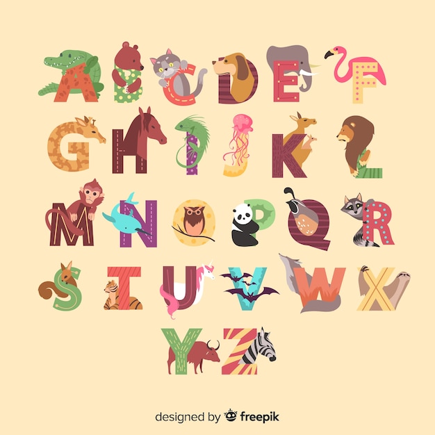 Animal alphabet from a to z illustrated Vector | Free Download