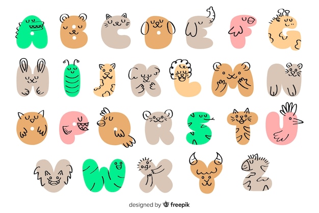 Animal alphabet hand drawn Vector | Free Download