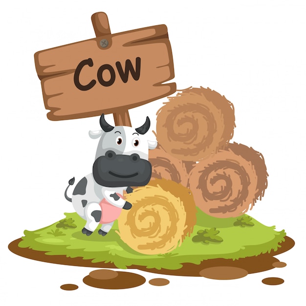 Download Animal alphabet letter c for cow | Premium Vector