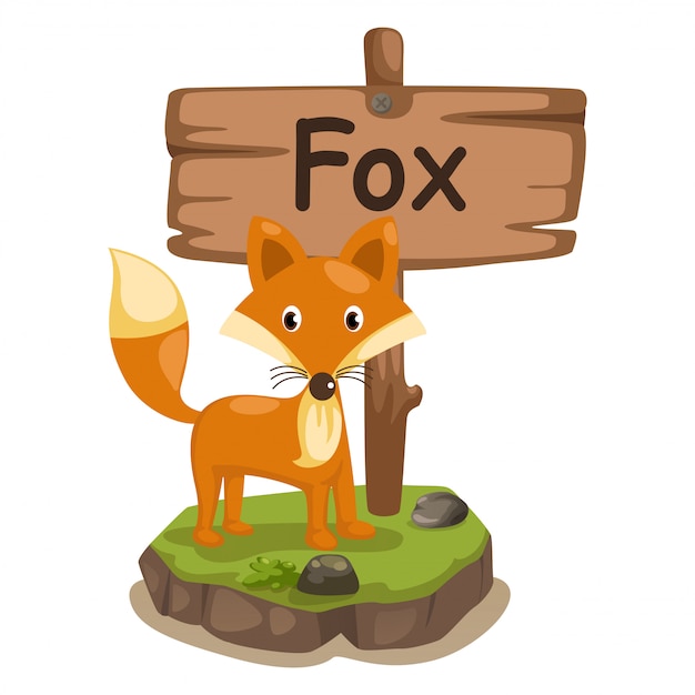 Animal alphabet letter f for fox | Premium Vector
