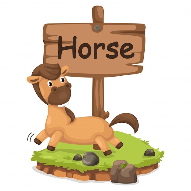 Animal alphabet letter h for horse Vector | Premium Download