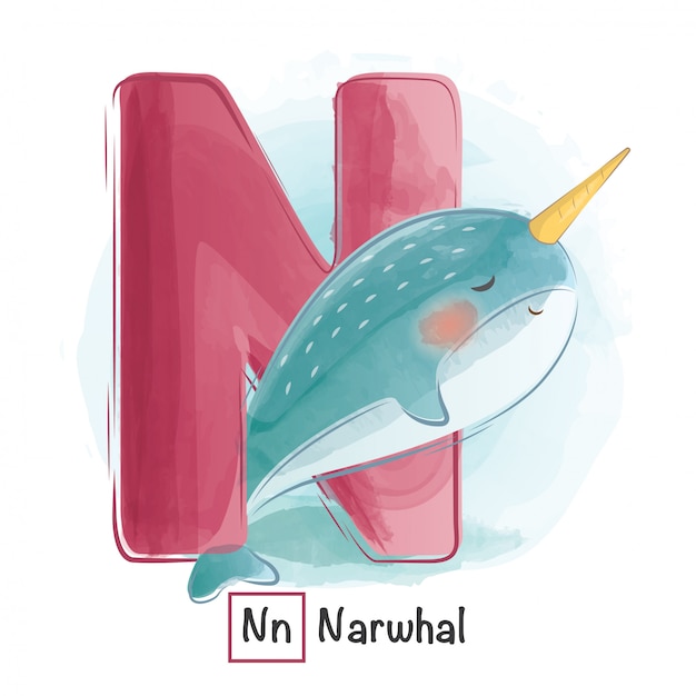 Animal alphabet - letter n | Premium Vector