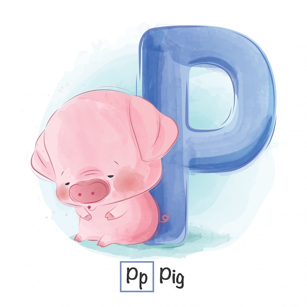 Premium Vector | Animal alphabet - letter p