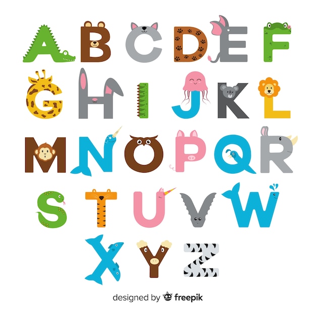 Animal alphabet with colourful letters Vector | Free Download
