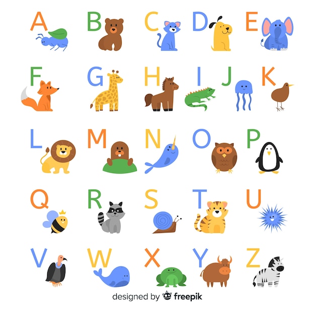 Free Vector Animal Alphabet With Wild Animals