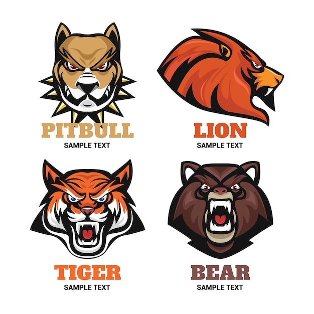 Animal badges for sport logo teams collection Vector | Premium Download