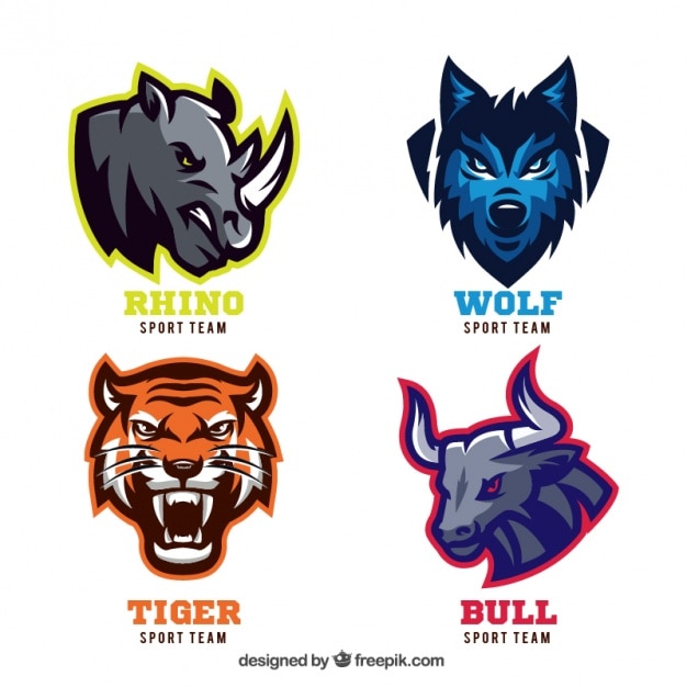 Animal badges for sport teams Free Vector