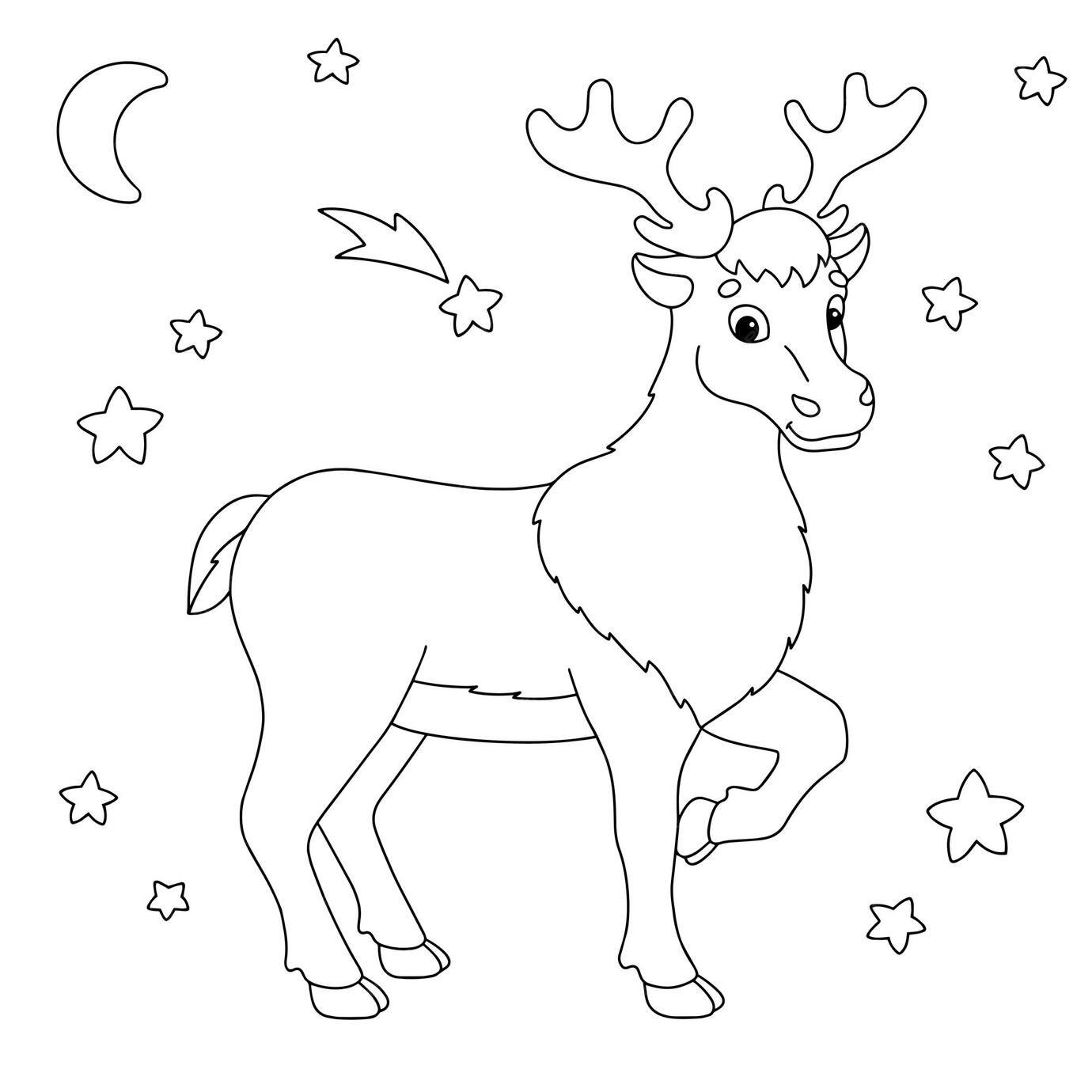 Premium Vector | Animal deer coloring book page for kids