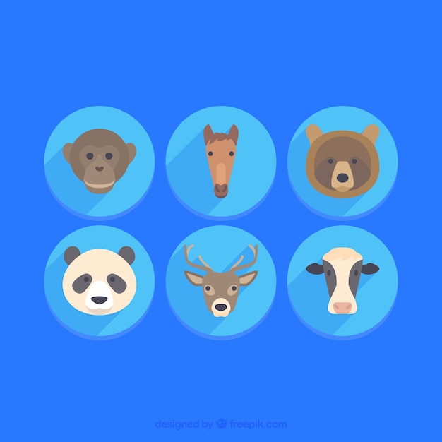 Download Free Vector | Animal face collection