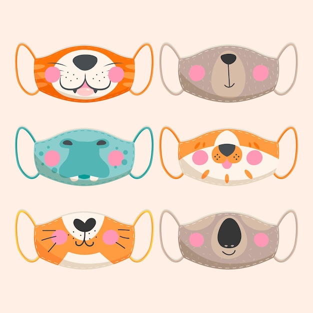 Download Animal face mask collection | Free Vector