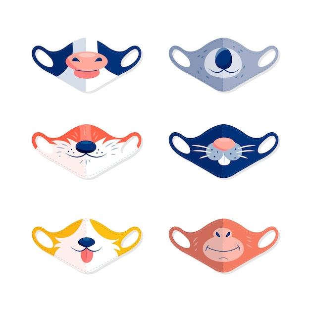 Download Animal face mask collection | Free Vector