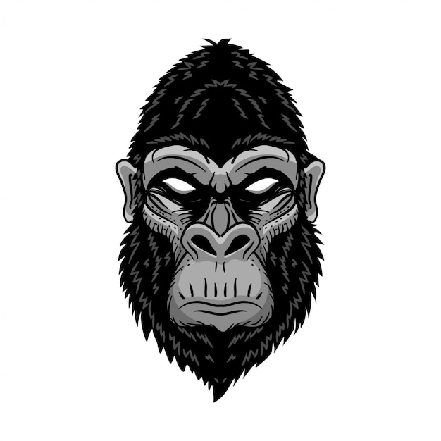 動物の頭のゴリラ 類人猿 猿 野生のロゴのベクターイラストです 編集可能なベクトル プレミアムベクター