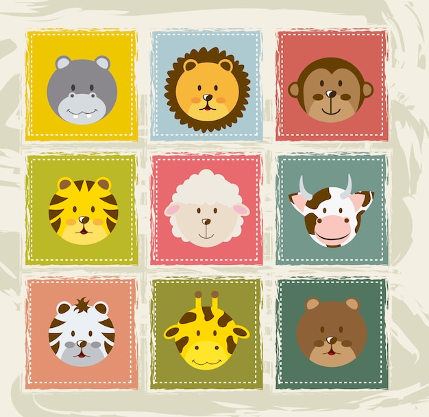 animal icons over vintage background vector illustration Premium Vector animal icons over vintage background vector illustration Premium Vector