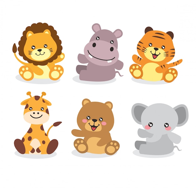 Premium Vector | Animal kawaii cute vector pack design