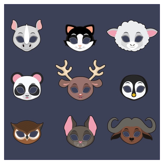 Free Vector | Animal masks collection