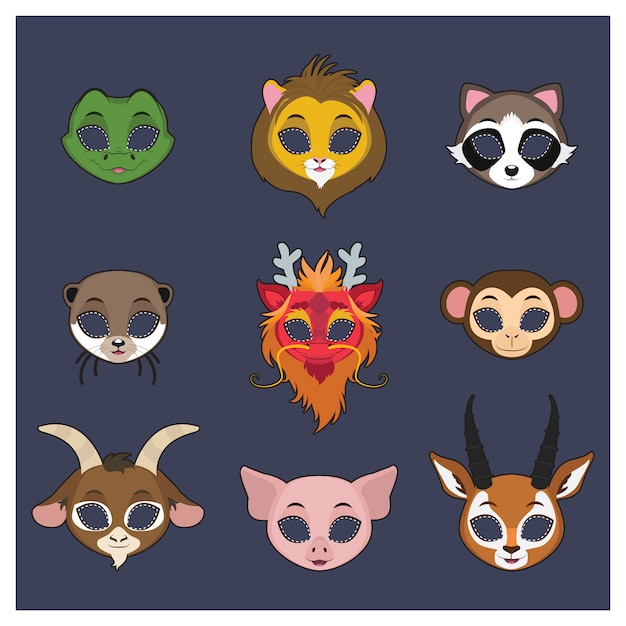 Download Free Vector | Animal masks collection