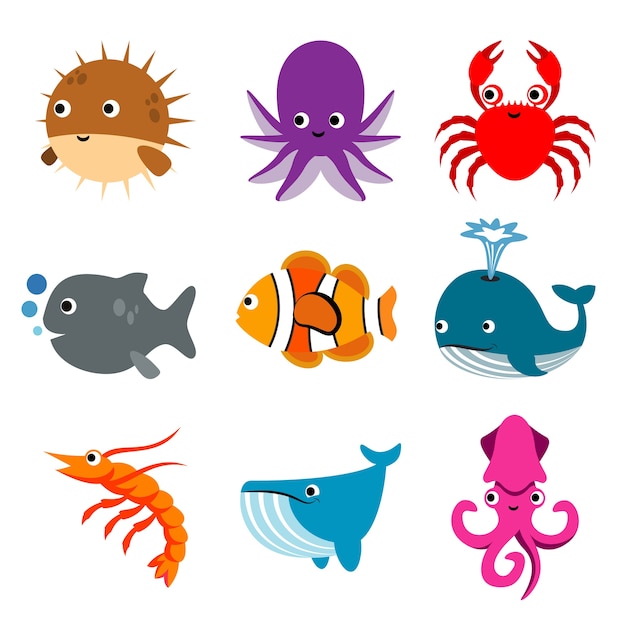 Premium Vector | Animal ocean aquatic underwater cartoon sea life funny