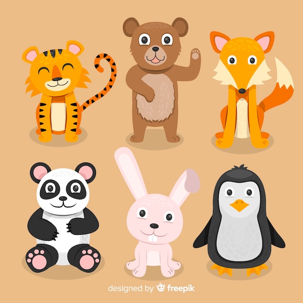 Free Vector | Animal set in kids' style