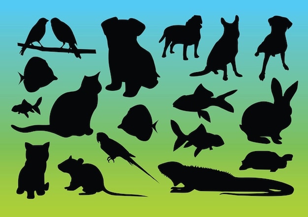 Animal silhouettes vectors Vector | Free Download