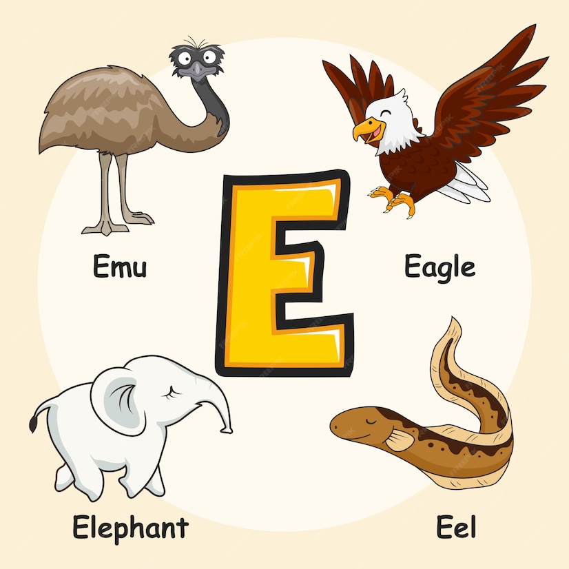 premium-vector-animals-alphabet-letter-e