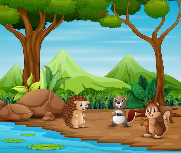 Premium Vector | Animals cartoon living in the forest