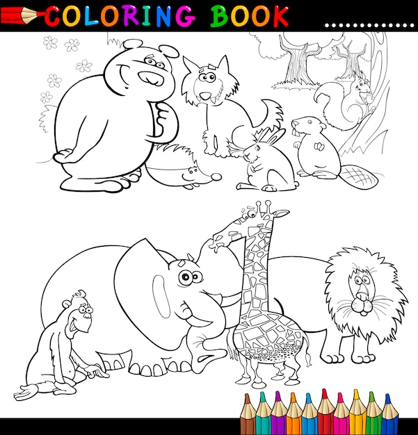 Premium Vector | Animals for coloring book or page