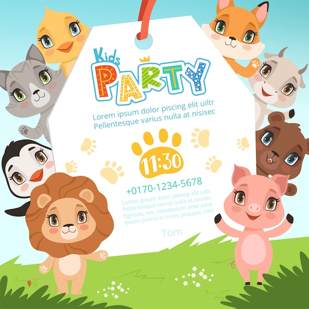 Premium Vector Animals Kids Invitations Cute Funny Jungle Animals In Cartoon Style Placard At Baby Birthday Celebration Party Pictures,United Airlines International Baggage Allowance For Infants