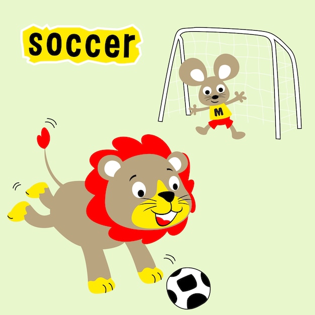 動物のサッカーの試合 ベクトル漫画のイラスト プレミアムベクター