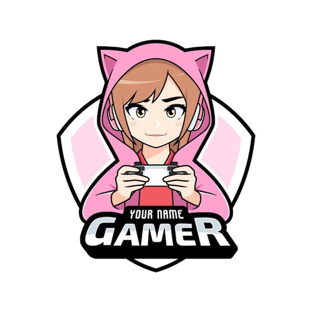 Premium Vector Anime Gamer Girl Character Esport Logo