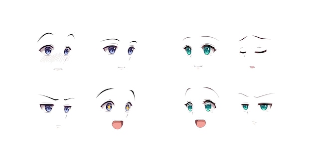 Premium Vector Anime Manga Boy And Girl Expressions Eyes Set